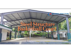 quadra de basquete com estrutura de aço