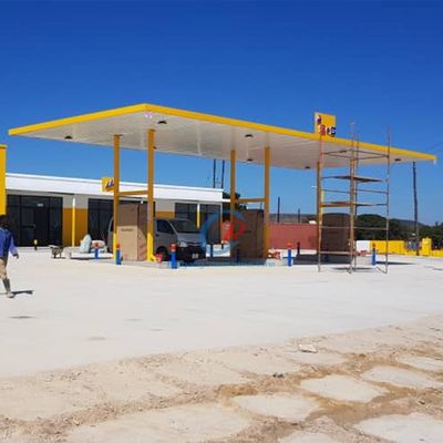 Estrutura de aço de eficiência energética Estação de gasolina, galpão industrial de metal