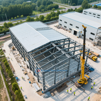 Fábrica Direct Prefabricado PEB Estrutura de Aço Armazém para Armazenamento Com Painel Sandwich de Alta Qualidade
